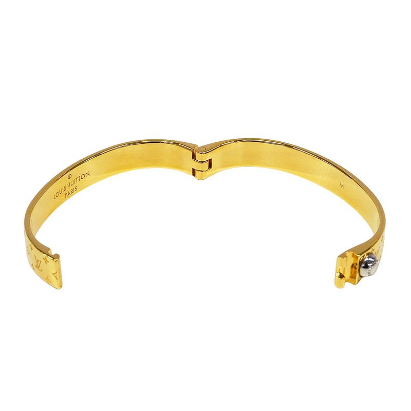 Louis Vuitton Bangle Monogram Metal Calf Nanogram Gold M
