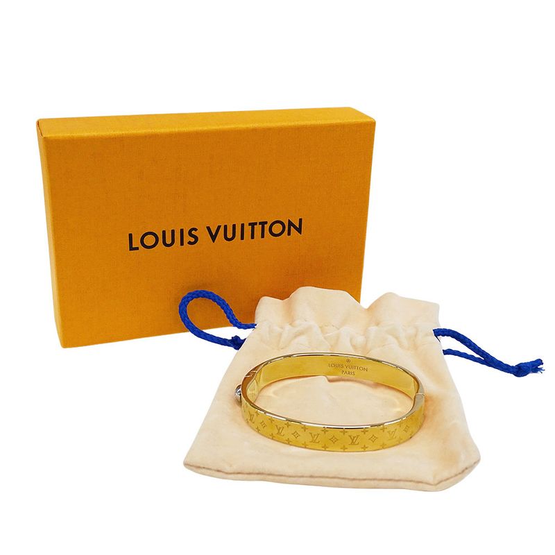 Louis Vuitton Bangle Monogram Metal Calf Nanogram Gold M