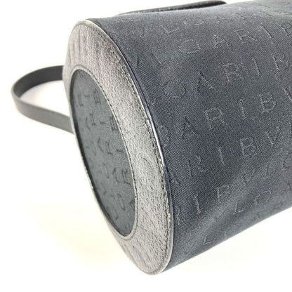 Bvlgari Handbag Logo Leather Canvas Black