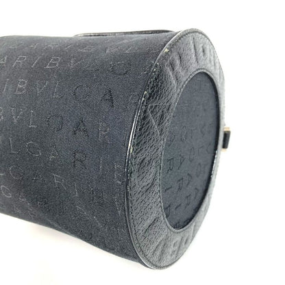 Bvlgari Handbag Logo Leather Canvas Black
