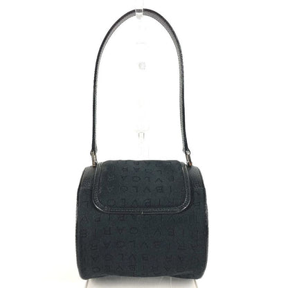 Bvlgari Handbag Logo Leather Canvas Black