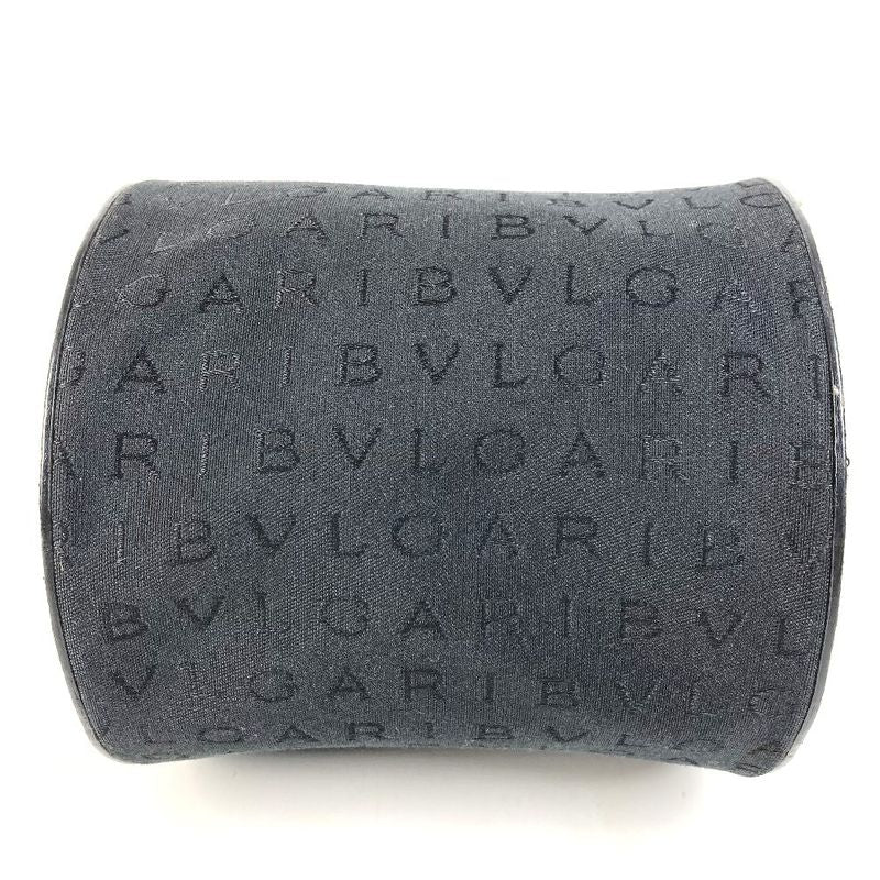 Bvlgari Handbag Logo Leather Canvas Black