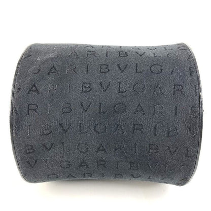Bvlgari Handbag Logo Leather Canvas Black