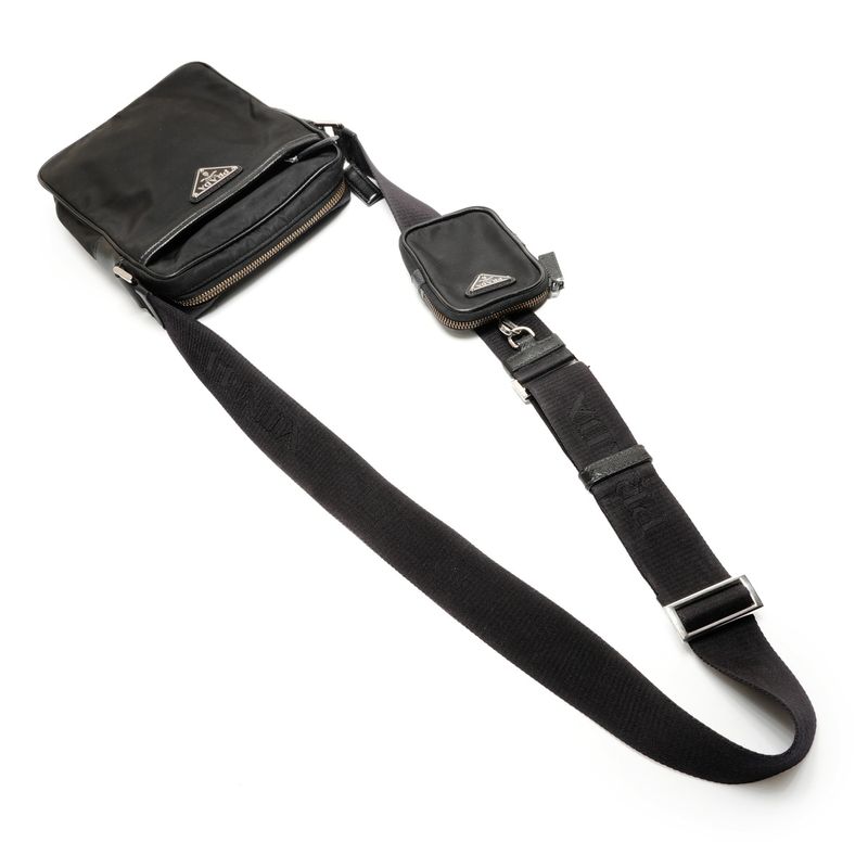 Prada Shoulder Bag Nylon Saffiano Leather