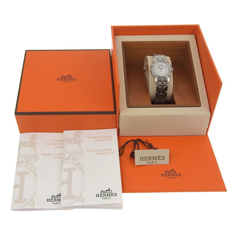 Hermes Clipper Cles Diamond Stainless Steel Quartz Analog Display