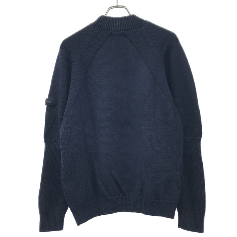 Prada Wool Logo Mock Neck Knit Sweater Mpg Navy 50