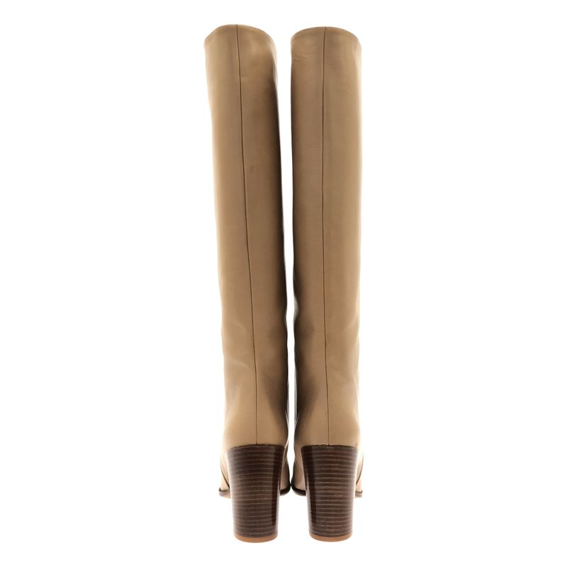 Celine by Phoebe Philo Long Leather Heel Boots Beige 37.5
