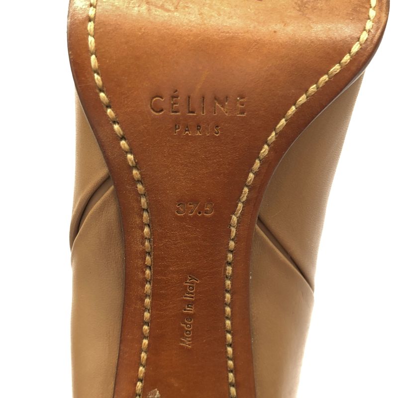 Celine by Phoebe Philo Long Leather Heel Boots Beige 37.5