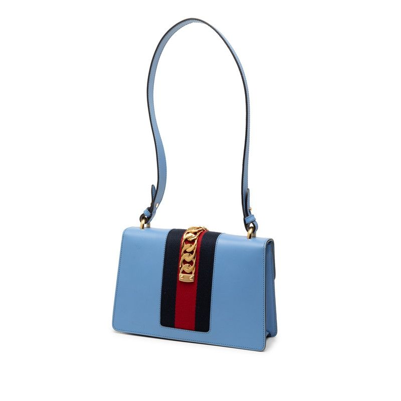 Gucci Sylvie Sherry Line Blue Leather