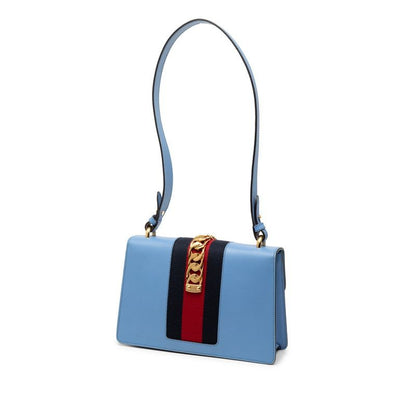 Gucci Sylvie Sherry Line Blue Leather