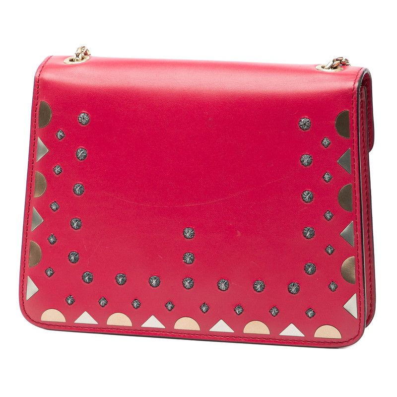 Bvlgari Serpenti Studded Chain Shoulder Bag Pink Gold Leather