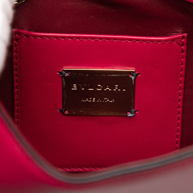 Bvlgari Serpenti Studded Chain Shoulder Bag Pink Gold Leather