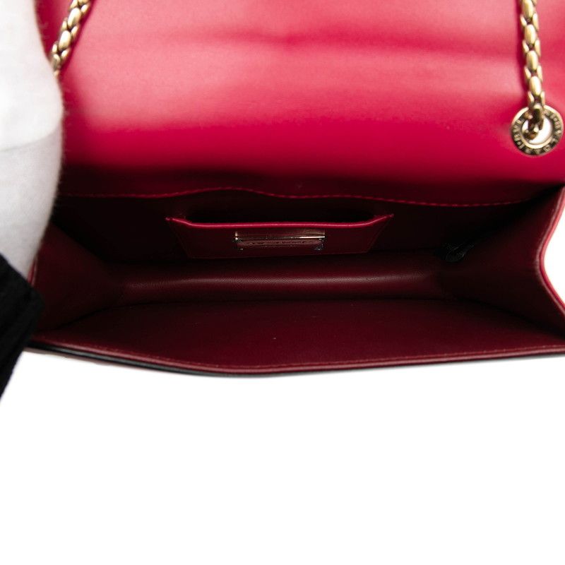 Bvlgari Serpenti Studded Chain Shoulder Bag Pink Gold Leather