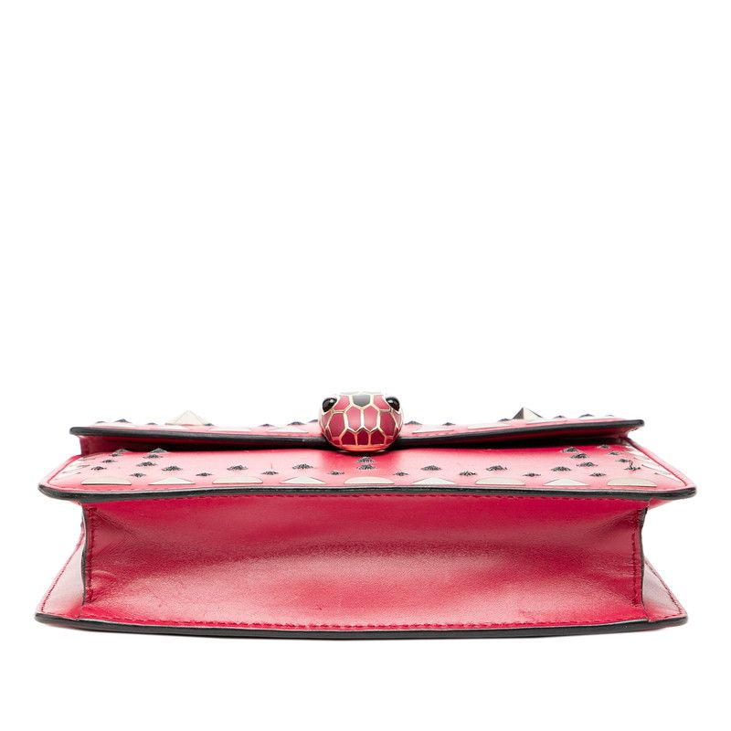 Bvlgari Serpenti Studded Chain Shoulder Bag Pink Gold Leather