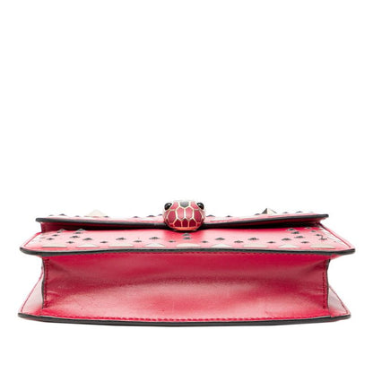 Bvlgari Serpenti Studded Chain Shoulder Bag Pink Gold Leather