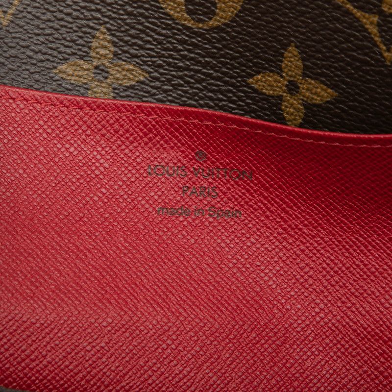 Louis Vuitton Monogram Portefeuille Emily Brown Rouge Leather