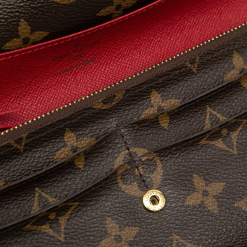 Louis Vuitton Monogram Portefeuille Emily Brown Rouge Leather