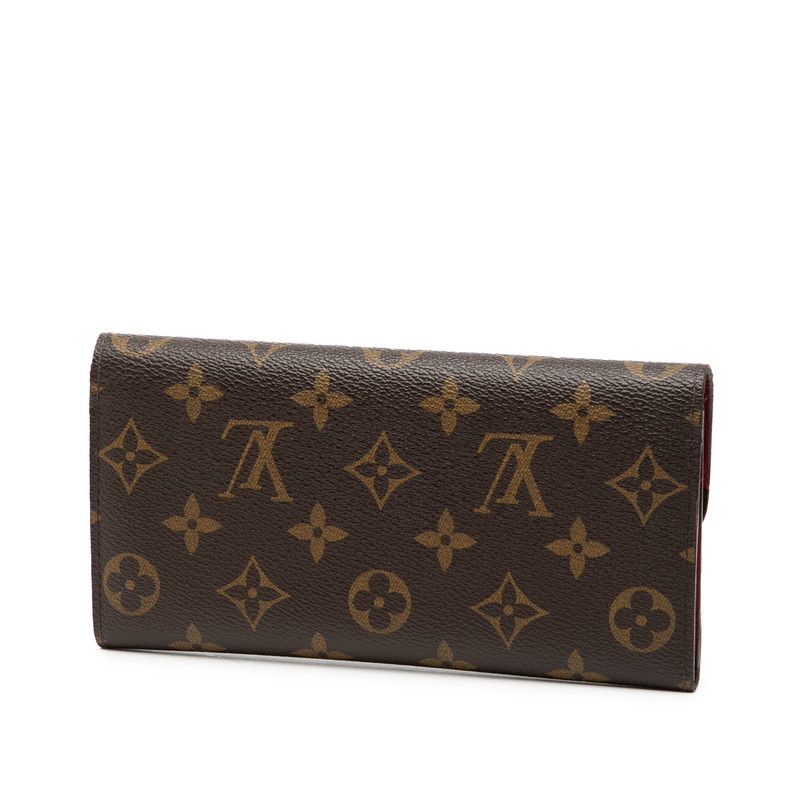 Louis Vuitton Monogram Portefeuille Emily Brown Rouge Leather
