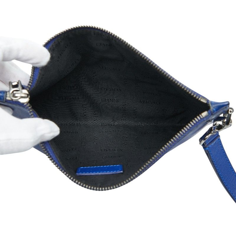 Versace Medusa Clutch Blue Leather