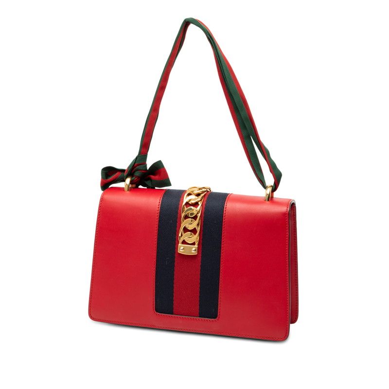 Gucci Sherry Line Sylvie Shoulder Bag Red Leather