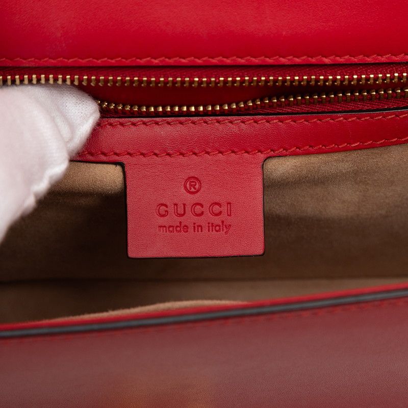 Gucci Sherry Line Sylvie Shoulder Bag Red Leather