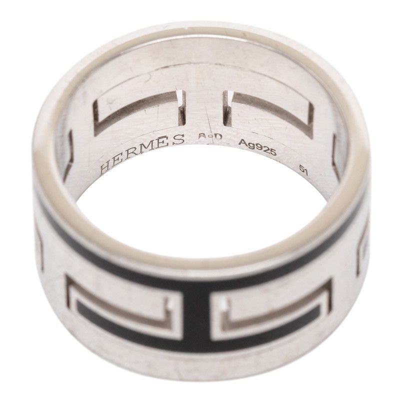 Hermes Moubouche Ring 51 Silver Black