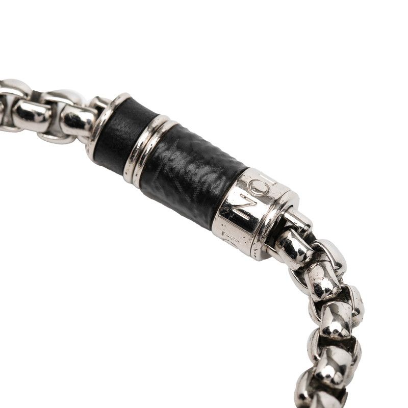 Louis Vuitton Bracelet Chain Monogram Eclipse Silver Black Metal