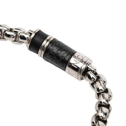 Louis Vuitton Bracelet Chain Monogram Eclipse Silver Black Metal