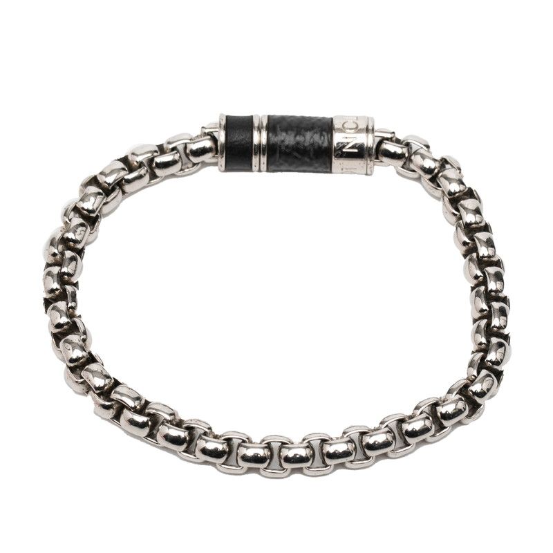 Louis Vuitton Bracelet Chain Monogram Eclipse Silver Black Metal