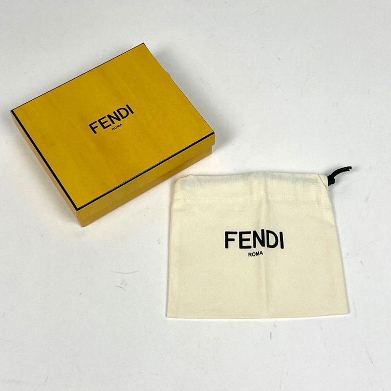 Fendi Selleria Coin Case Key Chain Coin Purse Leather Blue