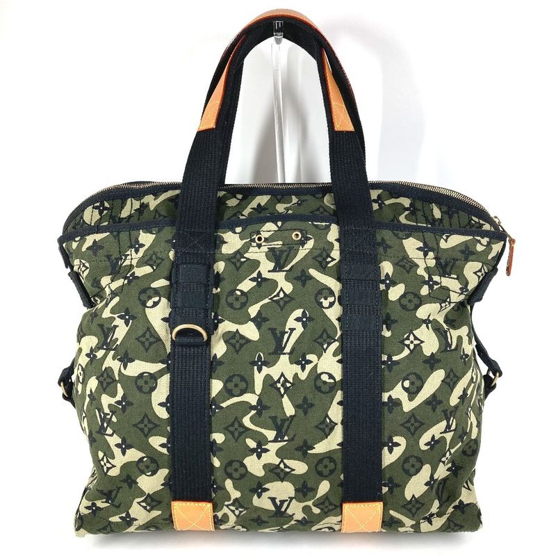 Louis Vuitton Shoulder Bag Tray Leather Canvas Monogram Green