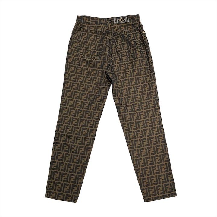 Fendi Zucca All Over Pattern Cotton Casual Pants Brown
