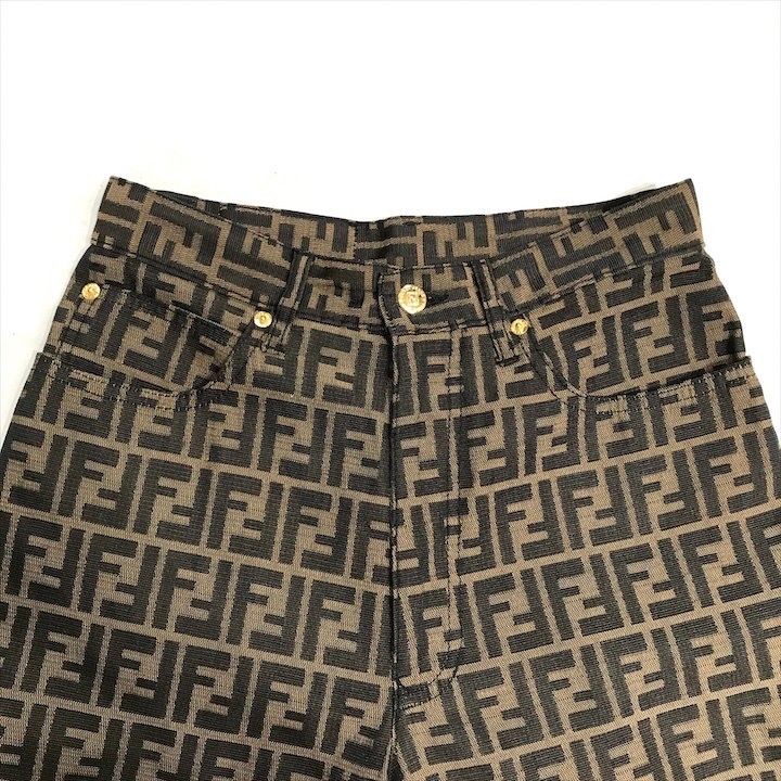 Fendi Zucca All Over Pattern Cotton Casual Pants Brown