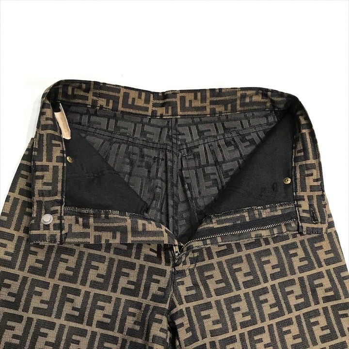 Fendi Zucca All Over Pattern Cotton Casual Pants Brown