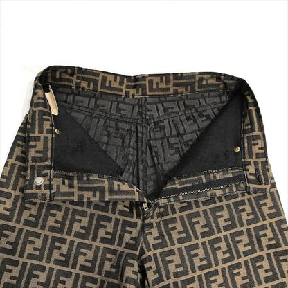 Fendi Zucca All Over Pattern Cotton Casual Pants Brown