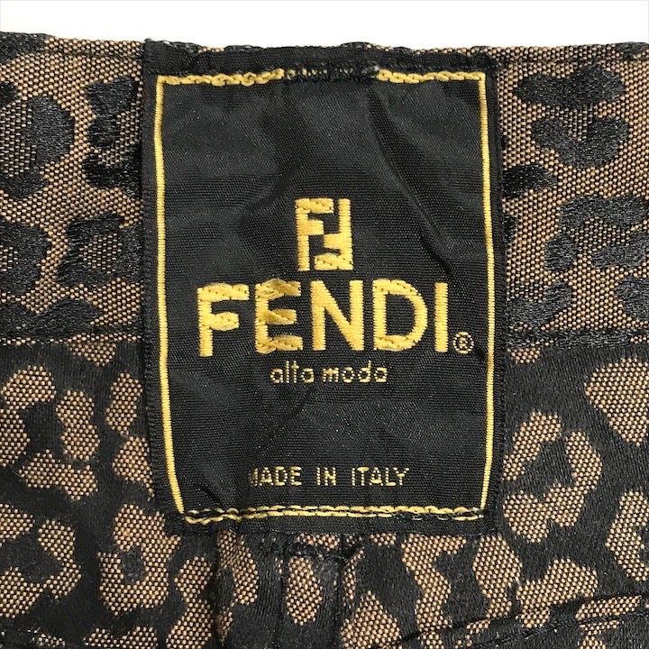 Fendi Leopard All Over Pattern Cotton Pants Brown