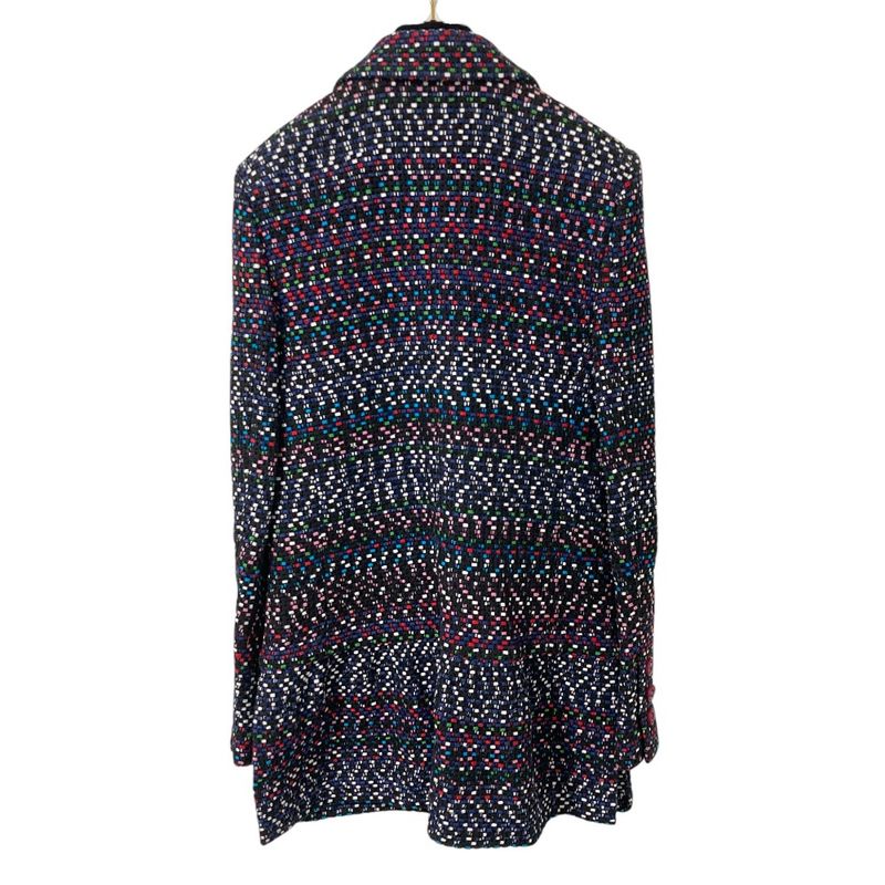 Chanel CC Logo Button Multi Tweed Jacket 36 Navy Color