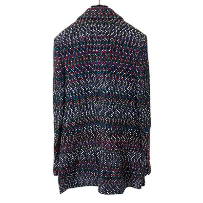Chanel CC Logo Button Multi Tweed Jacket 36 Navy Color