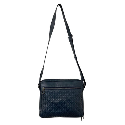 Bottega Veneta Intrecciato Leather Shoulder Bag Navy