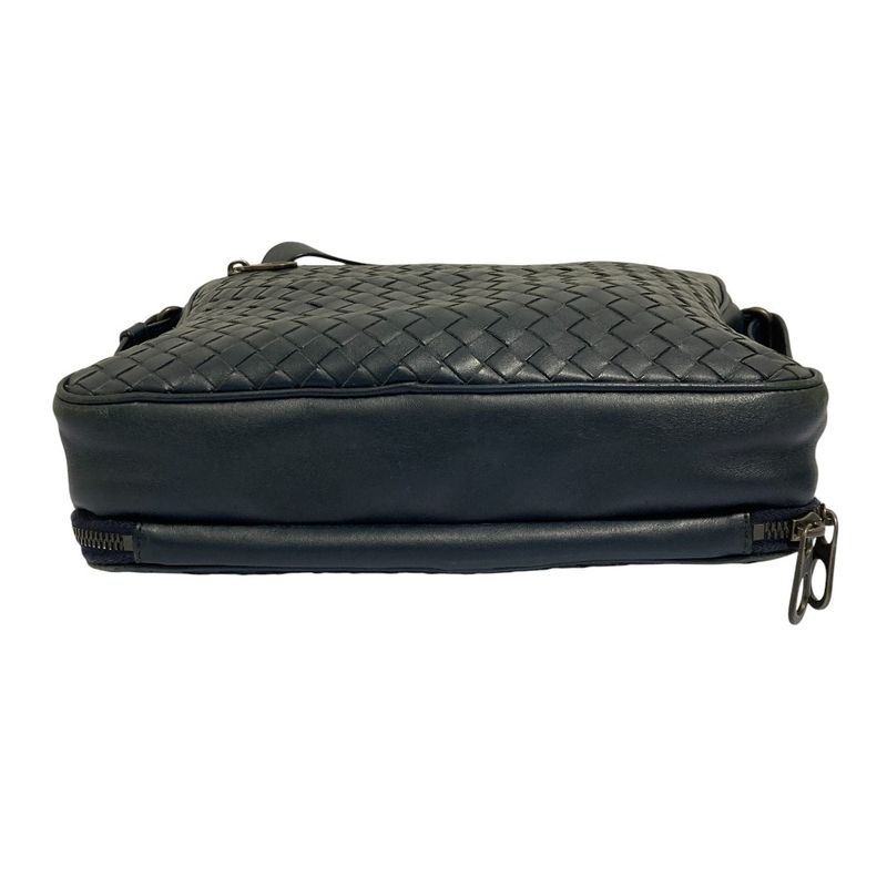 Bottega Veneta Intrecciato Leather Shoulder Bag Navy