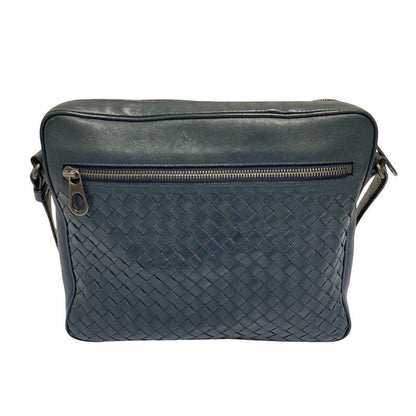 Bottega Veneta Intrecciato Leather Shoulder Bag Navy
