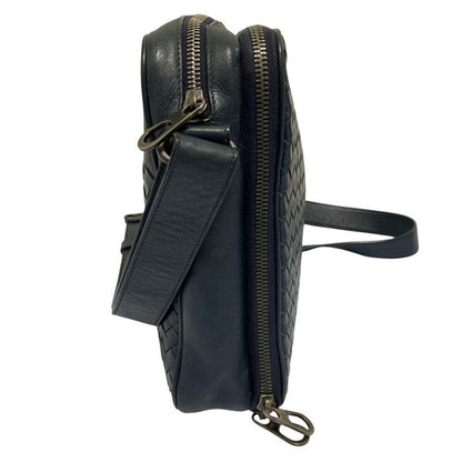 Bottega Veneta Intrecciato Leather Shoulder Bag Navy