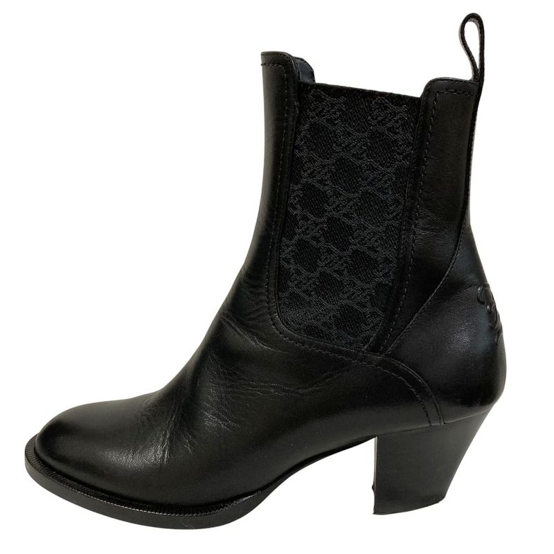 Fendi Calligraphy Leather Ankle Boots 37 Black