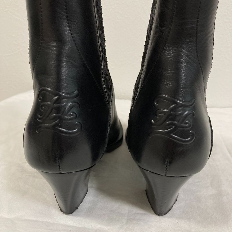 Fendi Calligraphy Leather Ankle Boots 37 Black