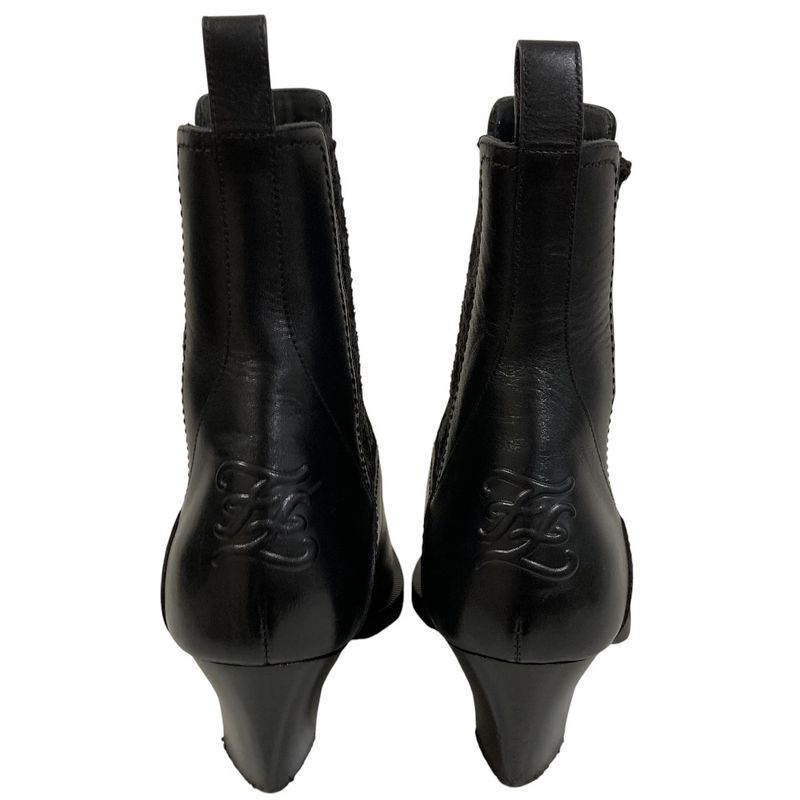 Fendi Calligraphy Leather Ankle Boots 37 Black