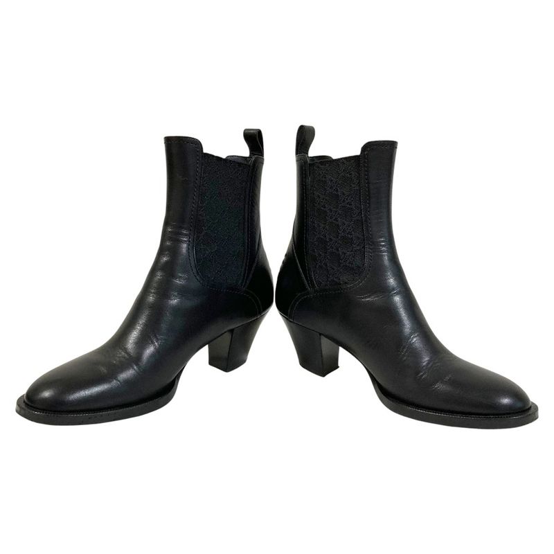 Fendi Calligraphy Leather Ankle Boots 37 Black