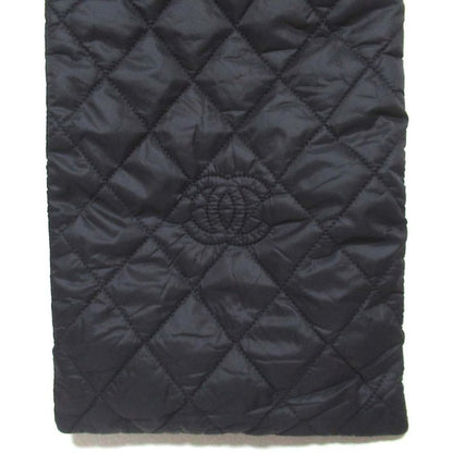 Chanel CC Logo Quilted Patted Muffler Black Scarf