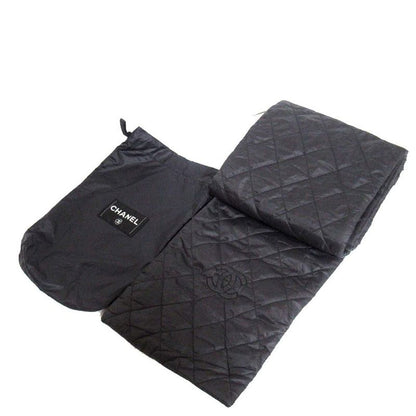 Chanel CC Logo Quilted Patted Muffler Black Scarf