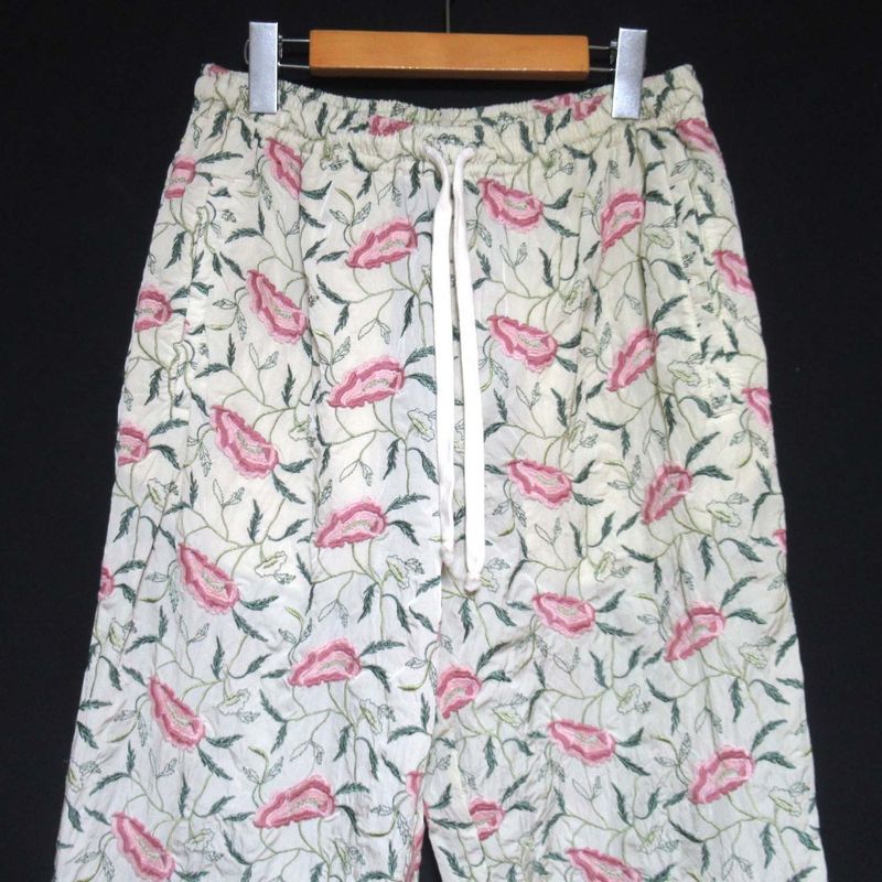 Gucci Floral Embroidery Easy Wide Joga Pants Track M Beige