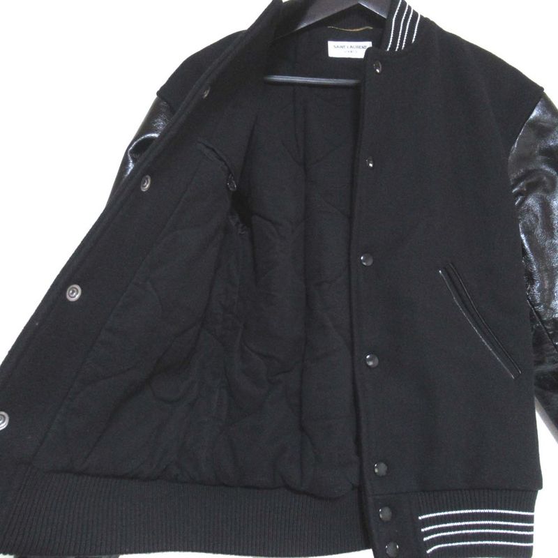 Saint Laurent Paris Teddy Jacket Varsity Jacket Padded Stadium Jean